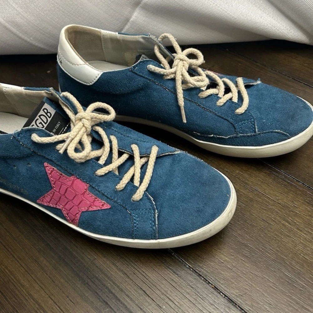 Golden Goose Blue and Pink star Sneakers Vintage GGBD Superstar shoes RARE GG